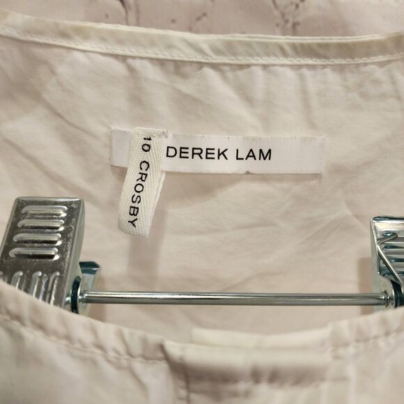 Derek Lam Tank Top Womens 10 White Crosby Top Half Button Front V Split Hem - Picture 2 of 11